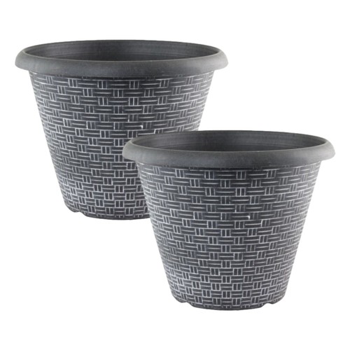 2pc round plastic plant pot - plastic,