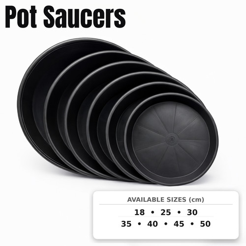 Black plant pot saucers - black,