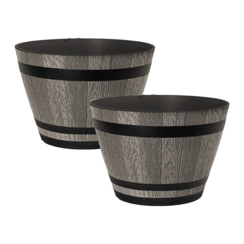 2pc plastic whiskey barrel - plastic,